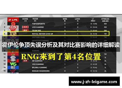 霍伊伦争顶失误分析及其对比赛影响的详细解读